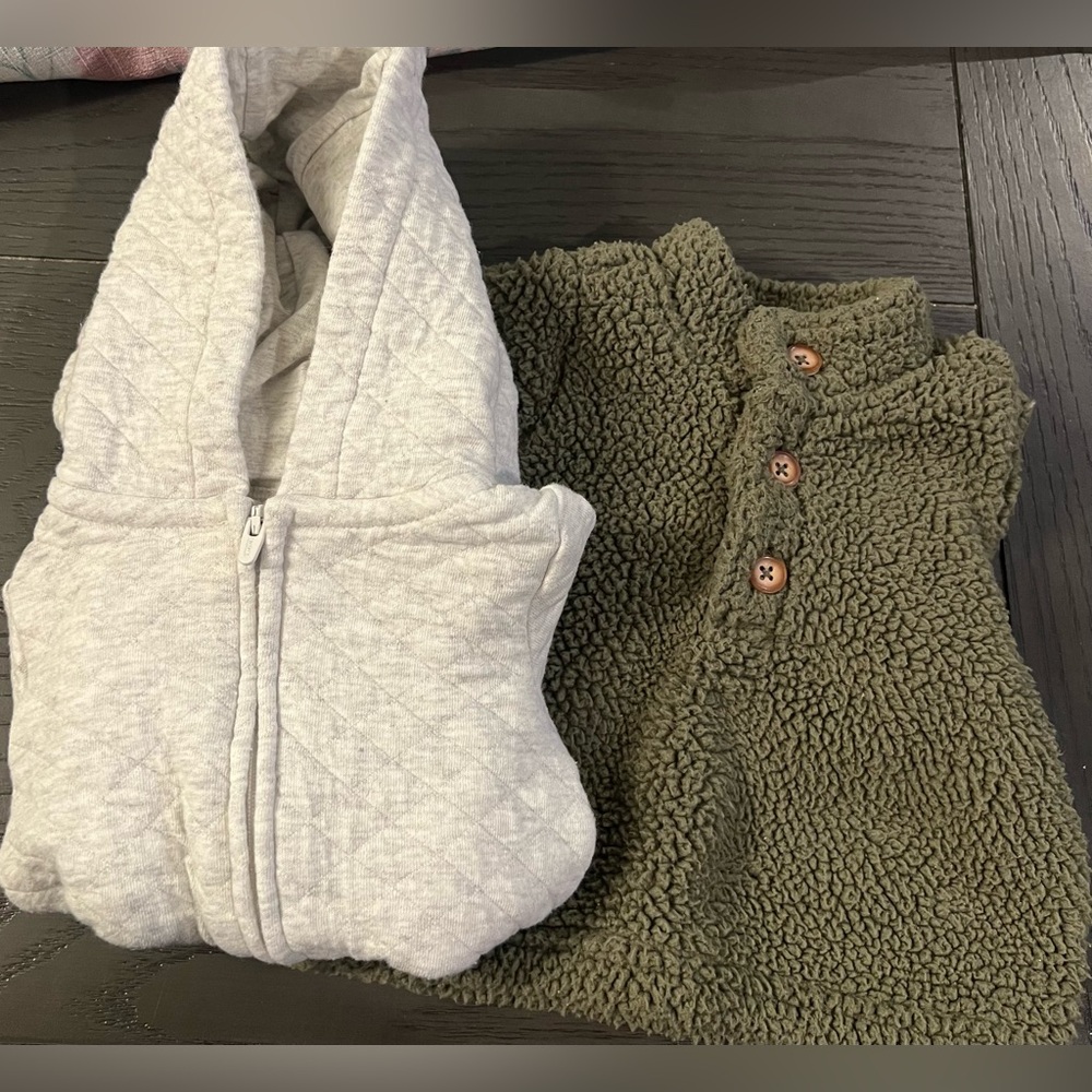 Carter’s 3 Month Baby Boy Sherpa Sweater & Organic Little Planet Quilted Romper
